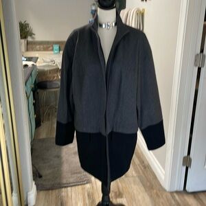 T R O U V E Coat size med gray, and black two toned 50% wool